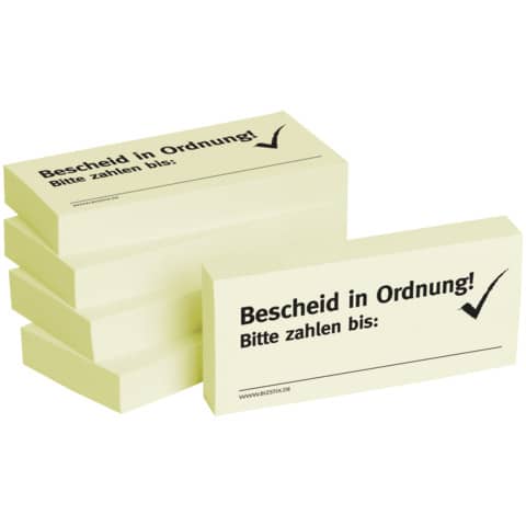 Haftnotiz Bescheid in Ordnung, 5 Stück BIZSTIX 1301010123