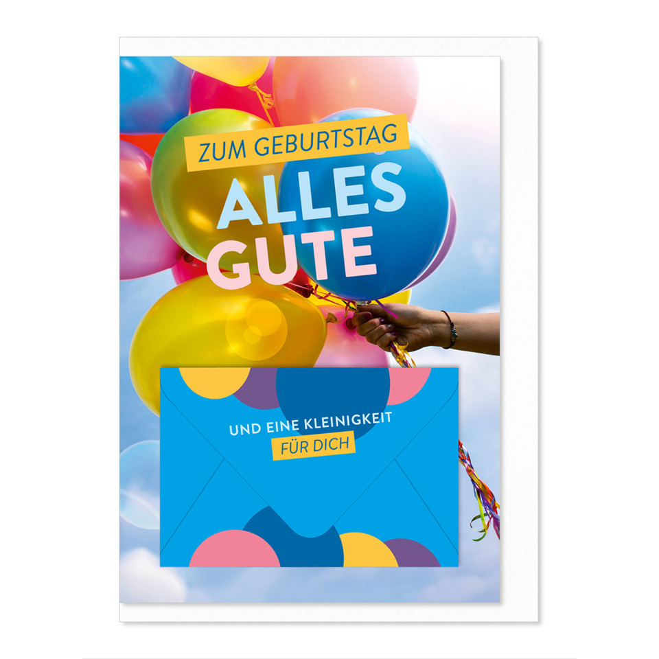 Ballons, Geburtstag, Geschenkkarte, Farbenspiel, Umschlagkarte