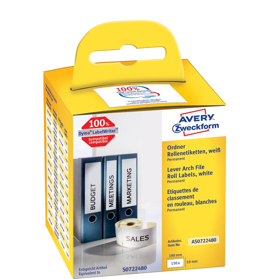Büro-Ordner, Label-Wickel, Rolletiketten, Schreibtisch-Archiv, Permanent