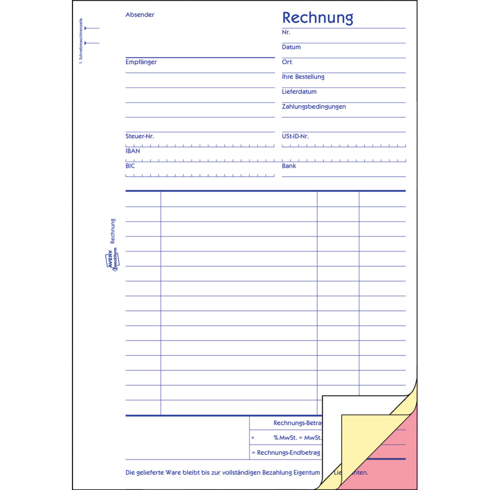 Rechnung, Formblatt, Kassenformular, Rechnungsblock, Blaues Layout