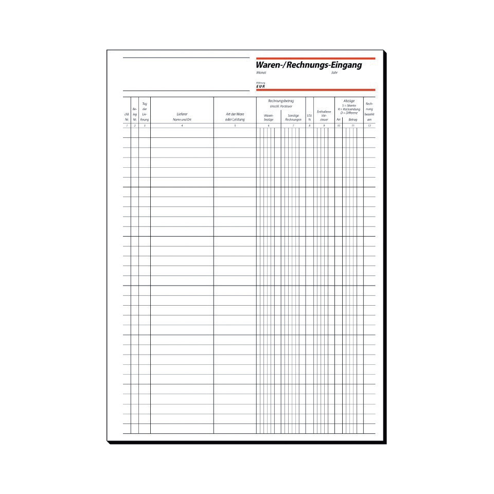 Rechnungsformular, Warenrechnung, Abrechnungsblatt, Papierformular, Formularseite
