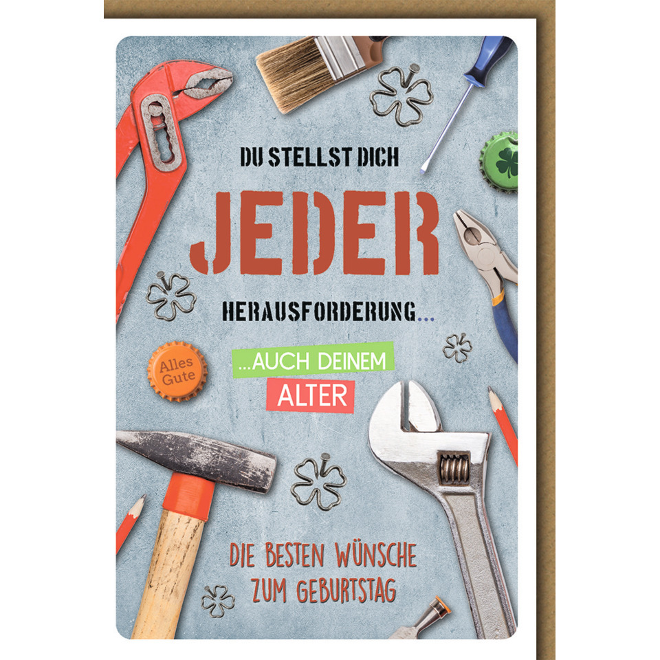 Toolset, Hammer, Wrench, Bleistift, Geburtstagskarte