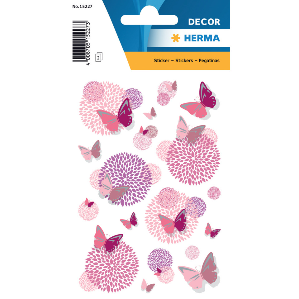 stickers, butterflies, floral-dots, pink-purple, decal