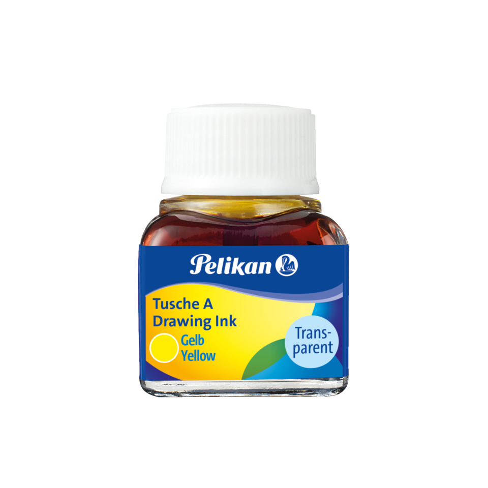 Tusch-Ink, Tuschink Gelb, Druckfarbe, Transparent, Fläschchen