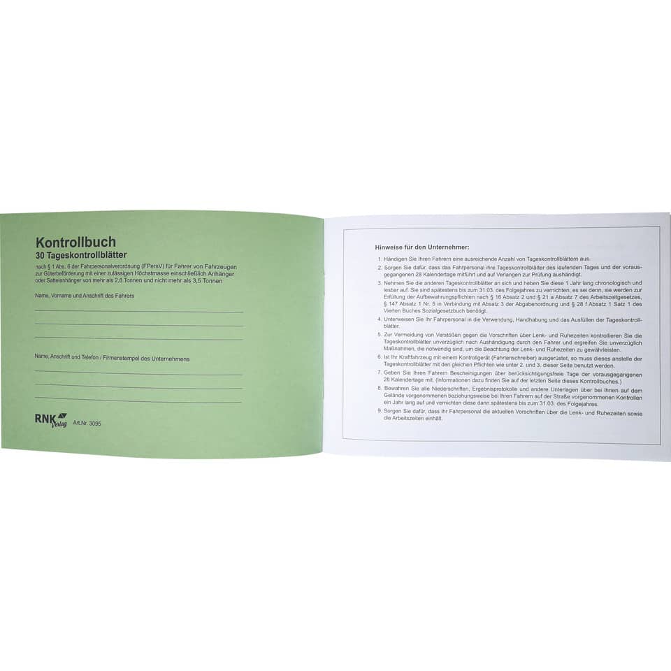 Kontrollbuch, Prüfheft, Notizblatt, offenes Heft, Deutsch