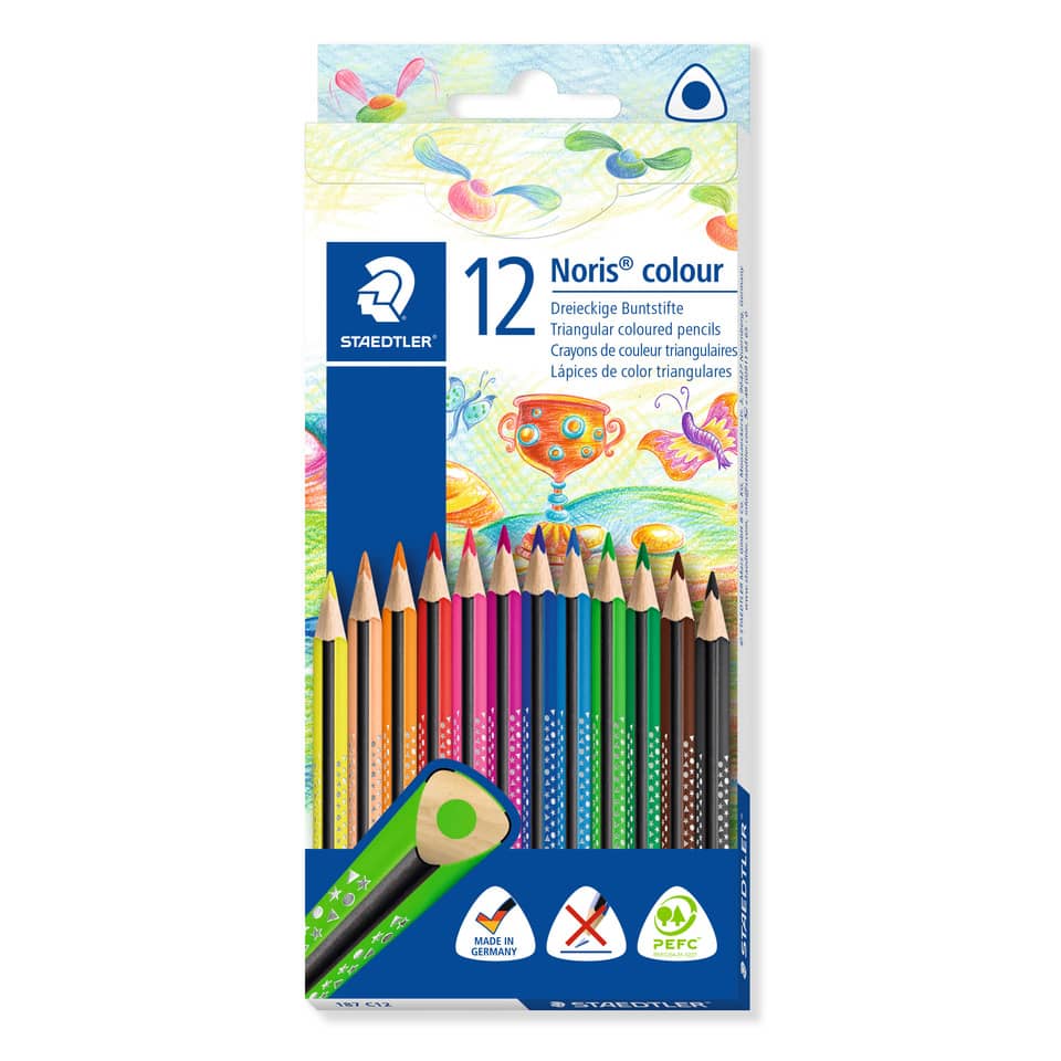 Buntstifte, Bleistifte, Dreieckige, 12 Farben, Holzstifte