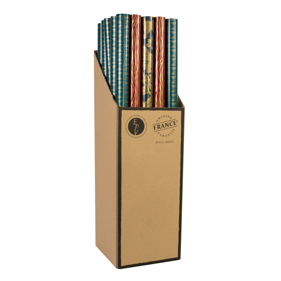 Kartonbox, Bleistifte, Stoffumschlag?, gemustert, Kartonverpackung