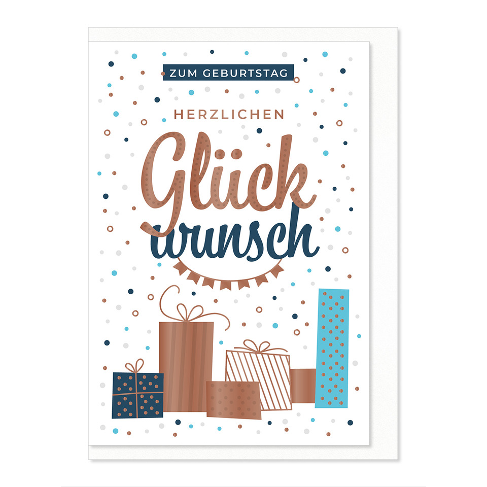 kartenmotiv, geburtstag, geschenke, glückwunsch, konfetti