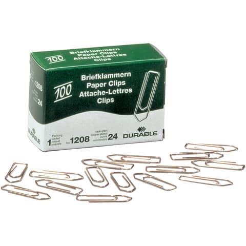 Büroklammer, 32mm, Metall, 100 Stück, verkupfert DURABLE 1208 24
