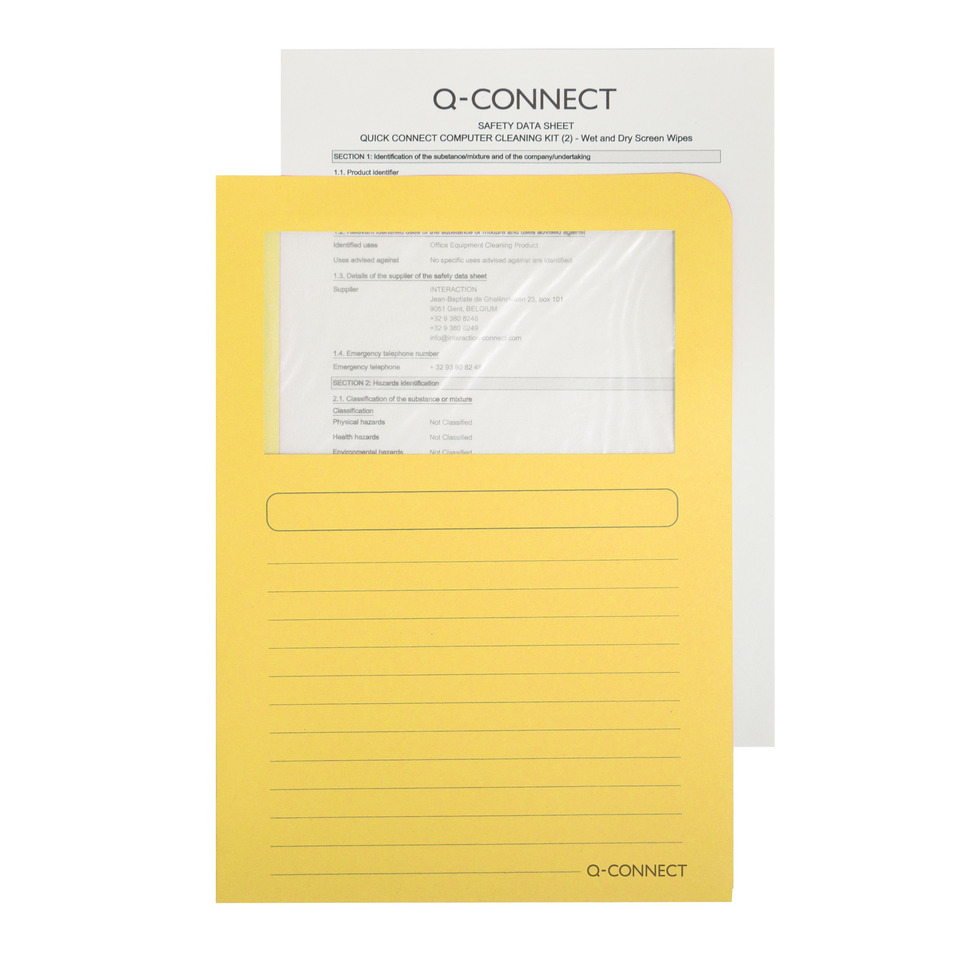 Sicherheitsdatenblatt, Dokument, gelbes Ordner, Blatt, Q-CONNECT