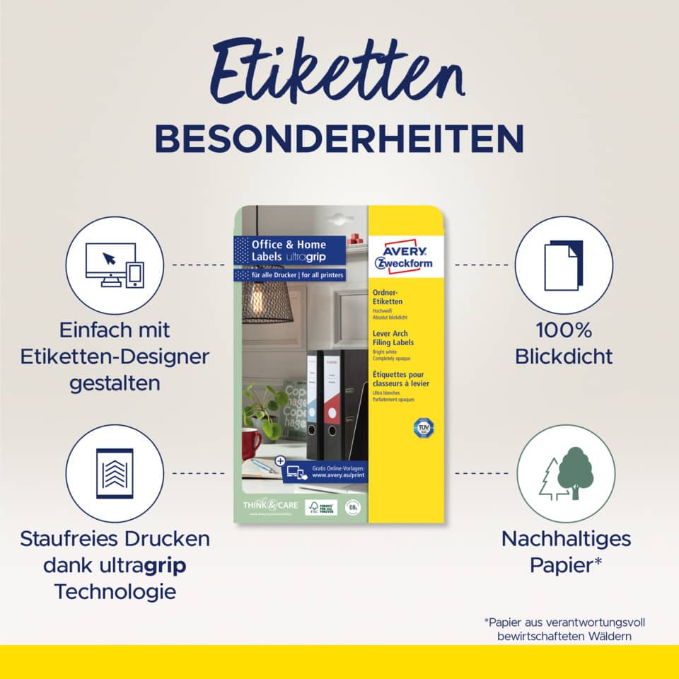Etiketten, Etikettendesign, Drucktechnologie, Nachhaltiges Papier, Ultragip-Technologie