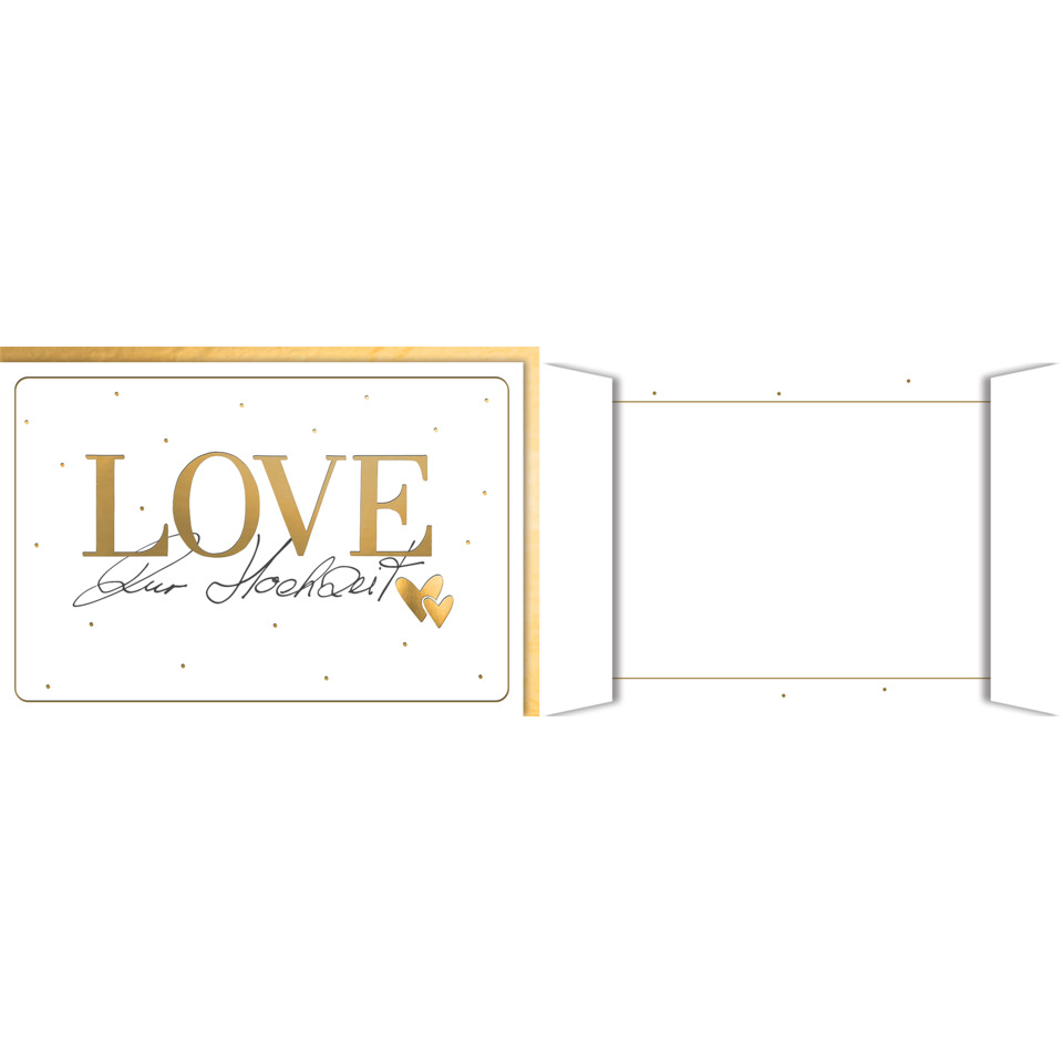 hochzeitspappe, karte, gold, love, herz