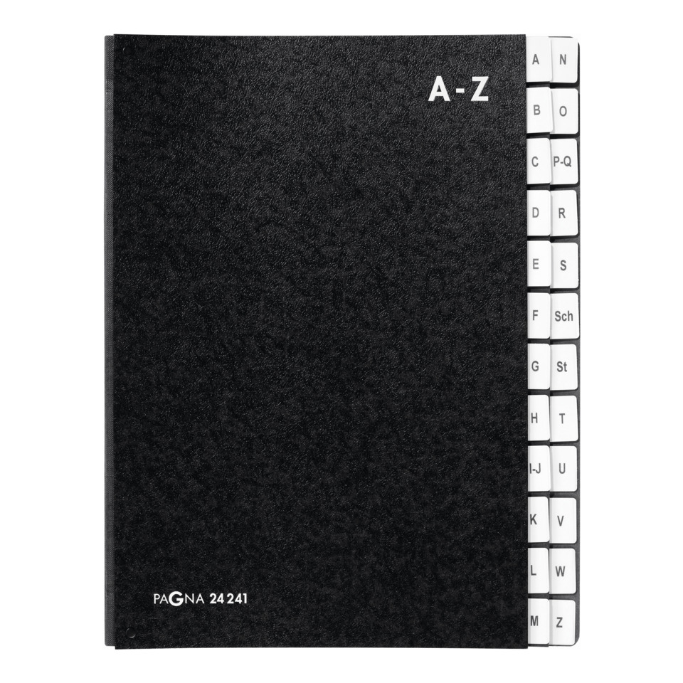 Notizbuch, A-Z Register, Spiralblock, Kladde, schwarz