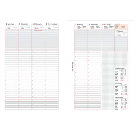 Kalendereinlage Maxi A5, Bind System, 1W/2S BIND 250826