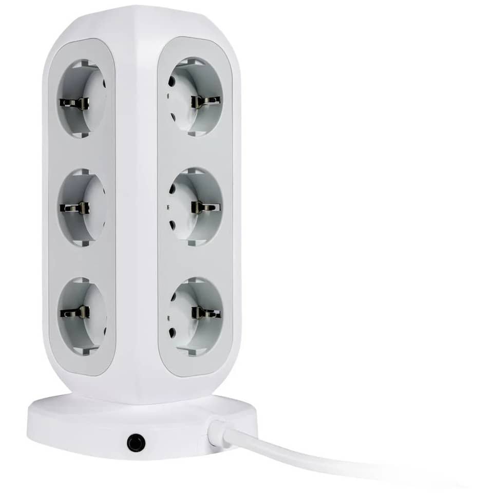 Steckdosenblock, Mehrfachsteckdose, 14-teilige Stecker, Schutzkontakt, EU-Netzschalter