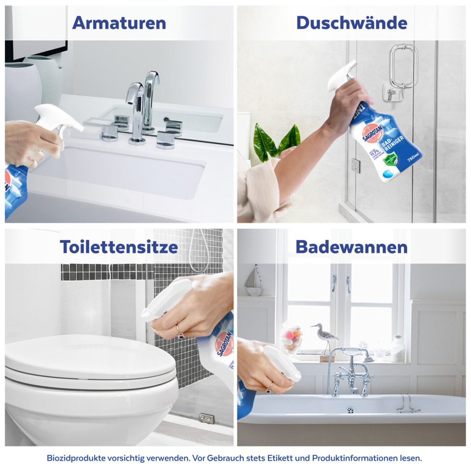 Reinigungszerst, Armaturen, Duschkabine, Toilettensitz, Badewanne