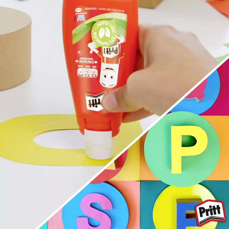 Kunststoffkappe, Klebestube, Klebstoff, Schriftzug, Pritt
