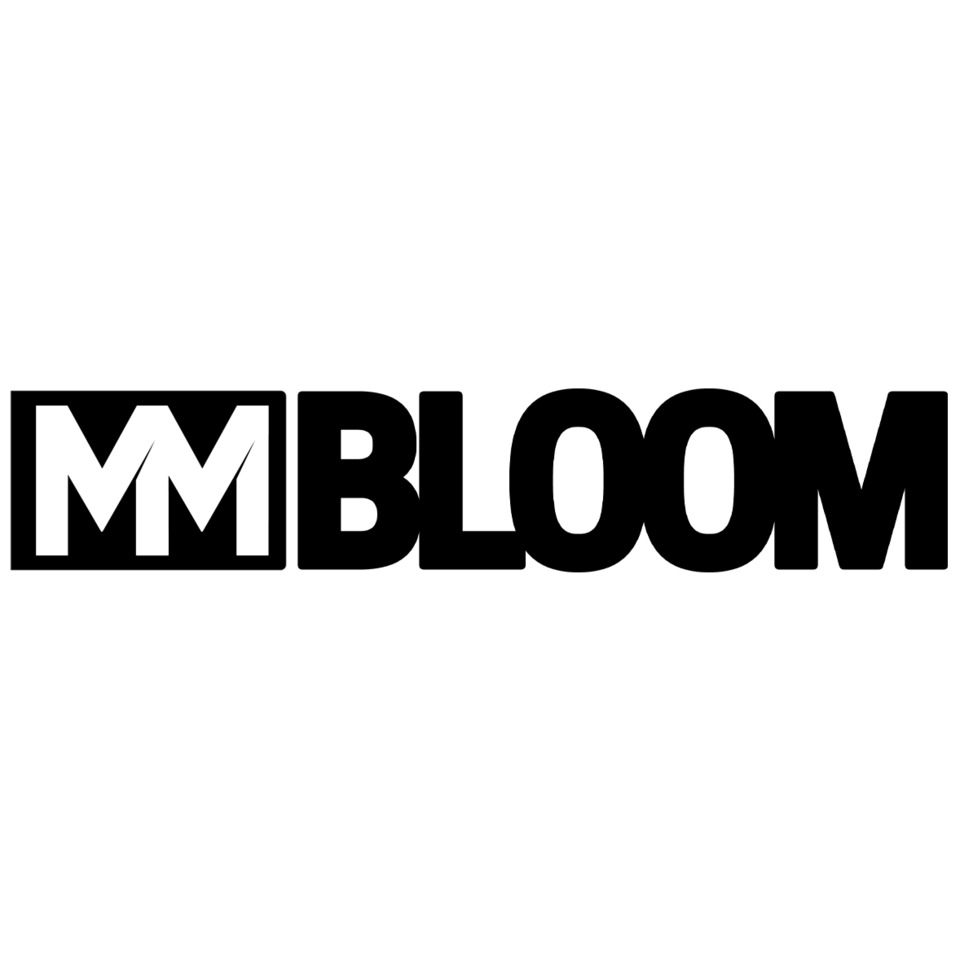 Logo, Wortmarke, M Bloom, schwarzer Text, fetter Schrift