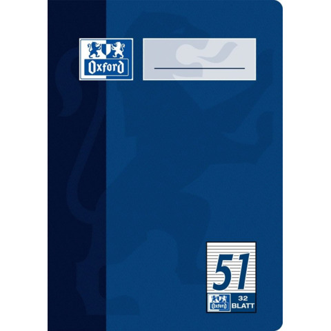 Oktavheft, A6, 90g/m², 32 Blatt, Lin.51, liniert, sortiert OXFORD 100050396