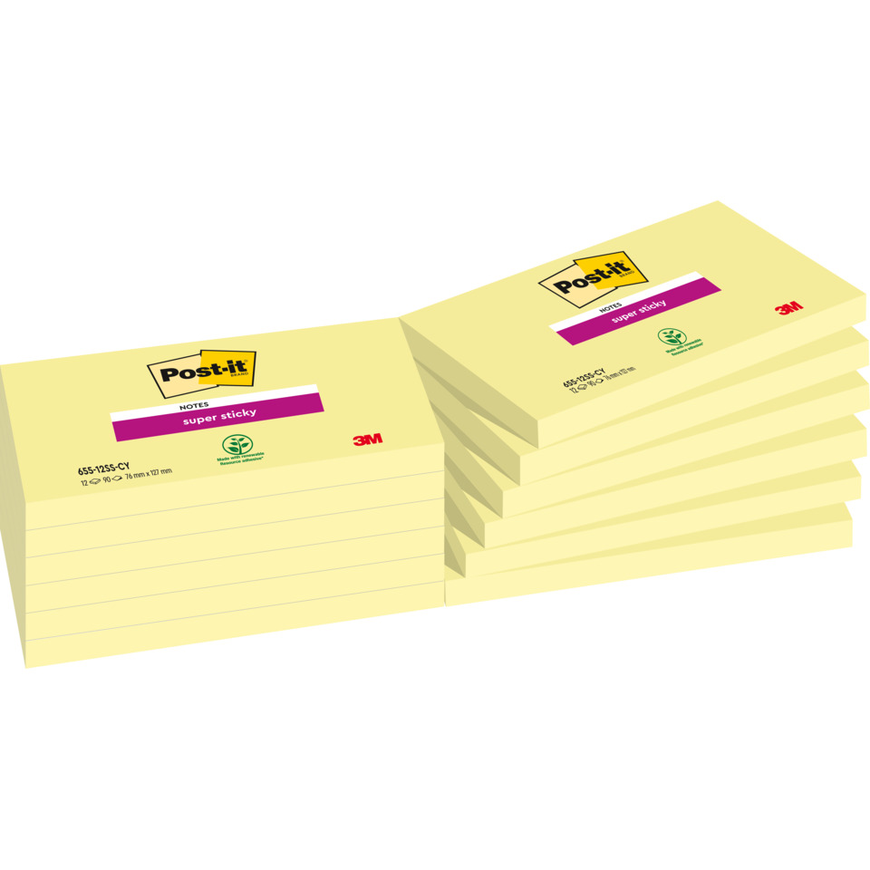 Post-it Zettel, Notizzettel, Klebezettel, Gelb, Super sticky