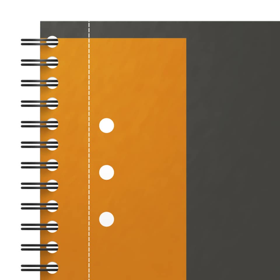 Spiralblock, Notizbuch, orange, Lochung, Klemmraster