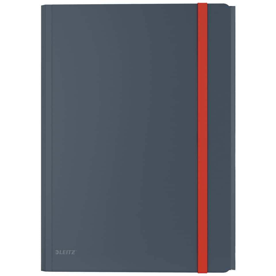 Notizbuch, Kladde, Grau, Elastischer Verschluss, Rotes Gummiband