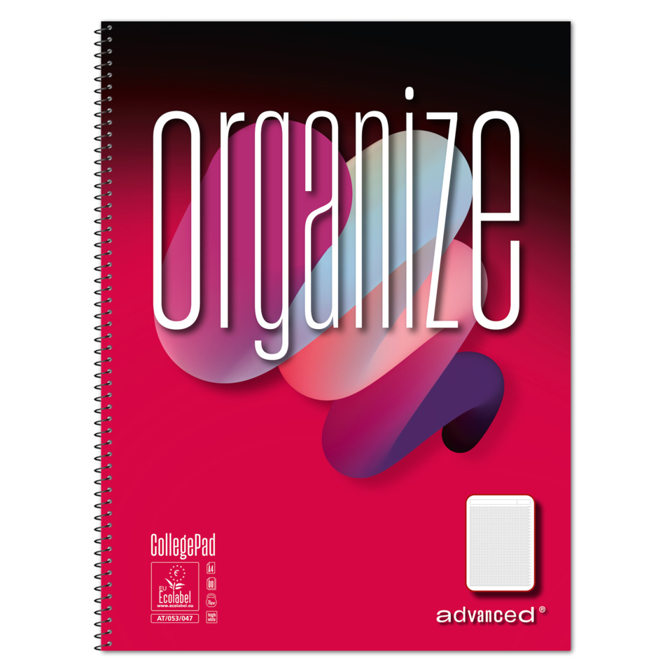 notebook, spiral bound, pink gradient, cover art, advanced