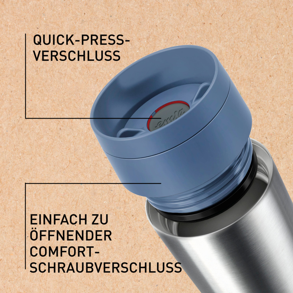 Trinkflasche, Schraubverschluss, Auslauf, Stahl, Blau