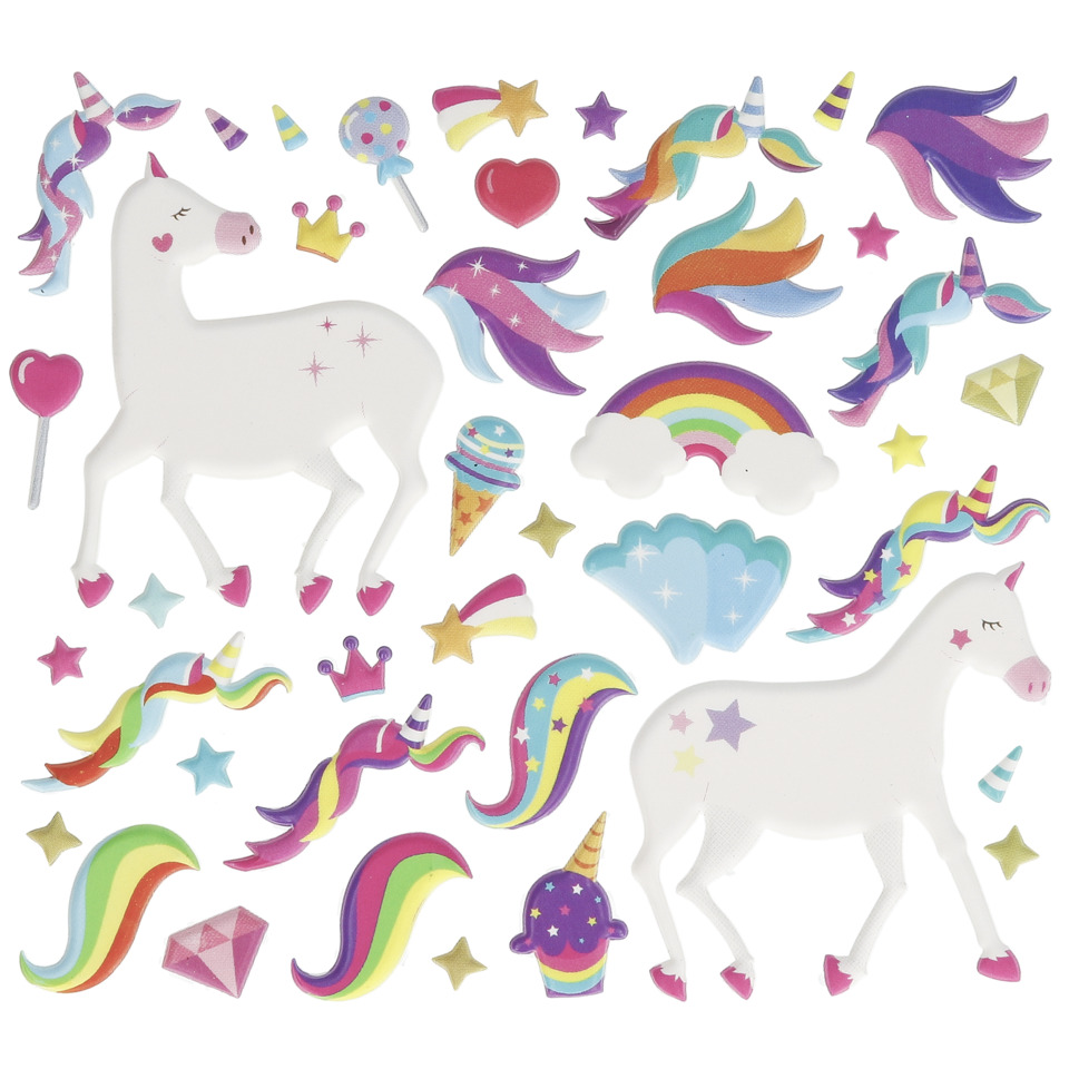 unicorn, stickers, glitter, rainbow, party