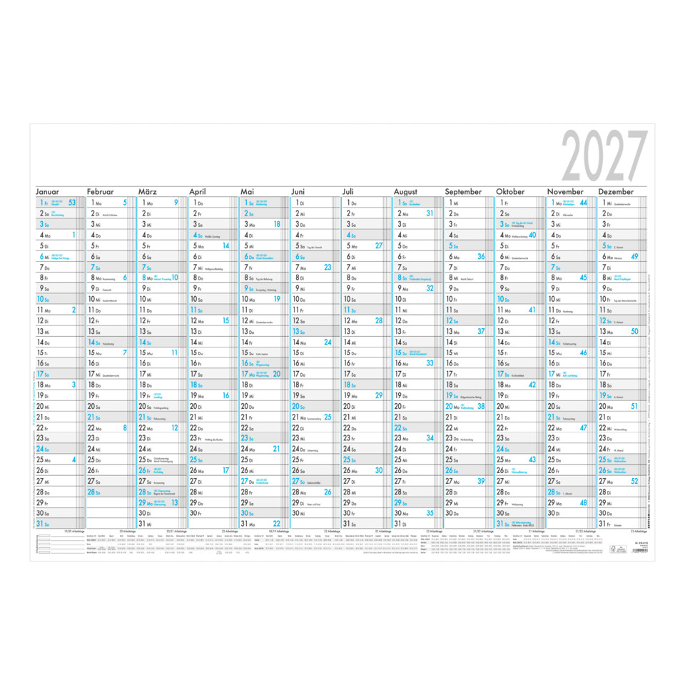 kalender, jährlich, 2027, monatliche-ansicht, gebundene kalenderseite