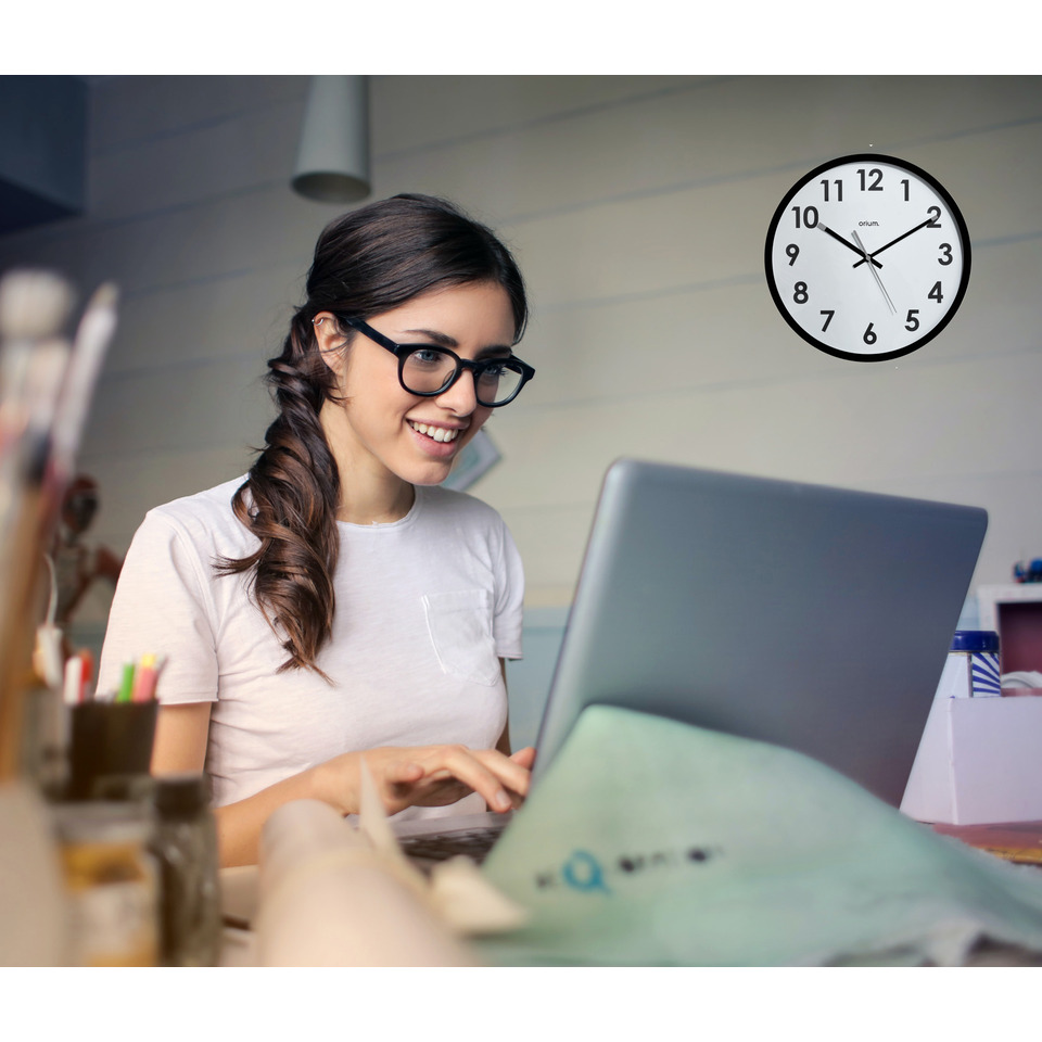 Brille, Laptop, Arbeitsplatz, Uhr, Brillenmechanik