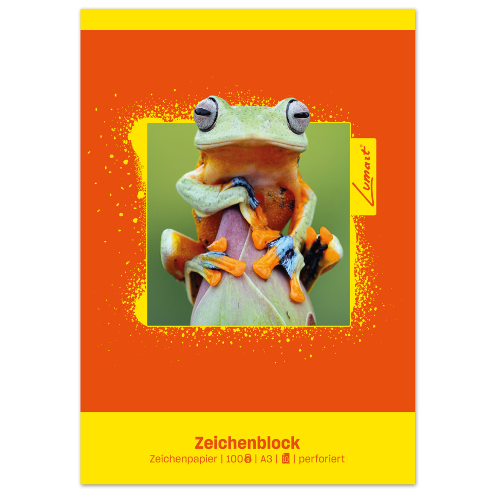 Frosch, Farbblock, Orangerot, Papier, Karton