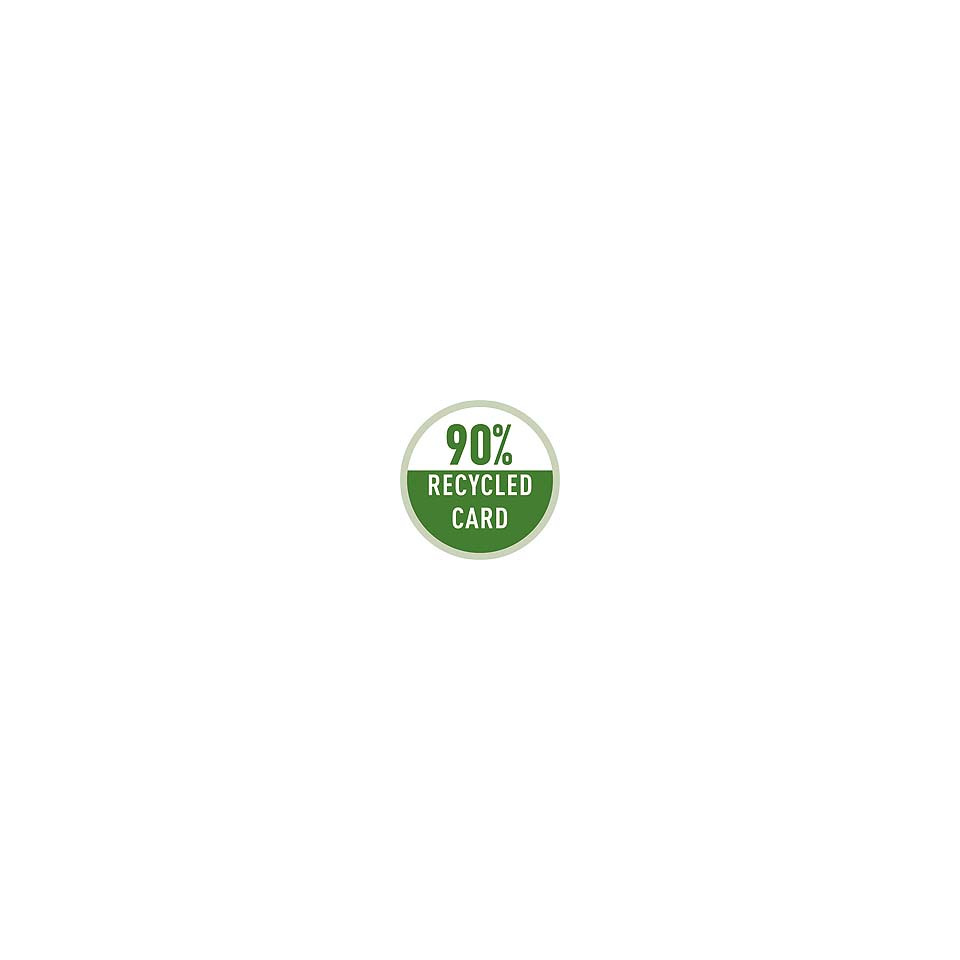 recycelte Karte, Öko-Label, grünes Abzeichen, 90% recycelt, Kartenmaterial