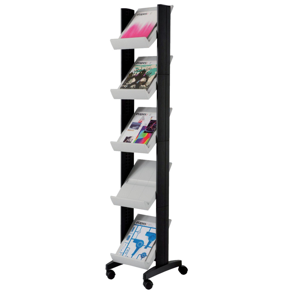 Magazinhalter, Staffelregal, Mobiler Ständer, Drehwagen, Dokumenthalter