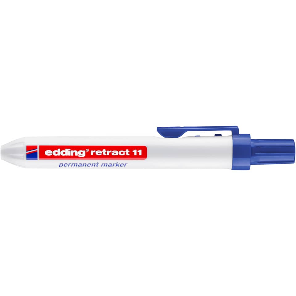 Permanentmarker, Weißer Stift, Blaues Cap, Markerenspitze, Edding 11