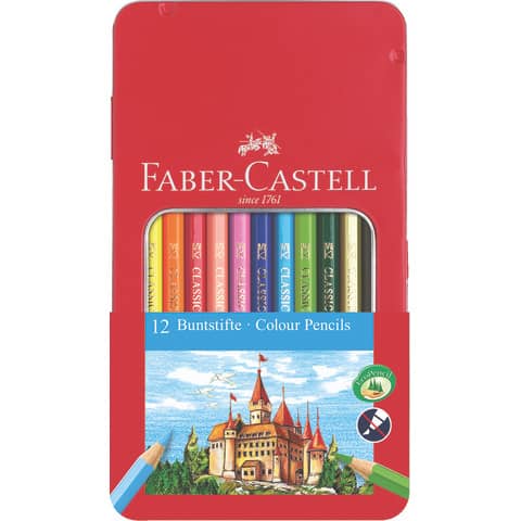 Farbstifte hexagonal, 12 Stück, sortiert FABER CASTELL 115801