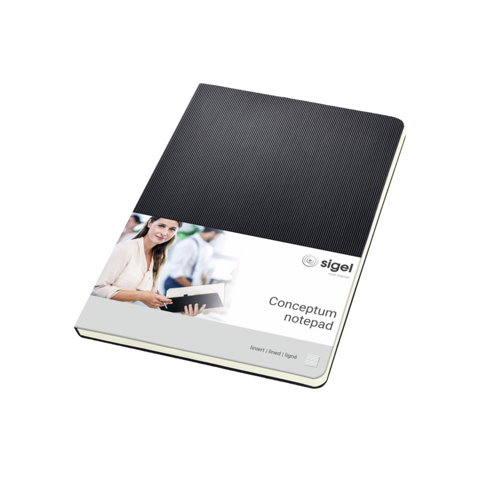Notizbuch, Konzeptnotizbuch, Hartcover, Gummierter Einband, Linierte Seiten