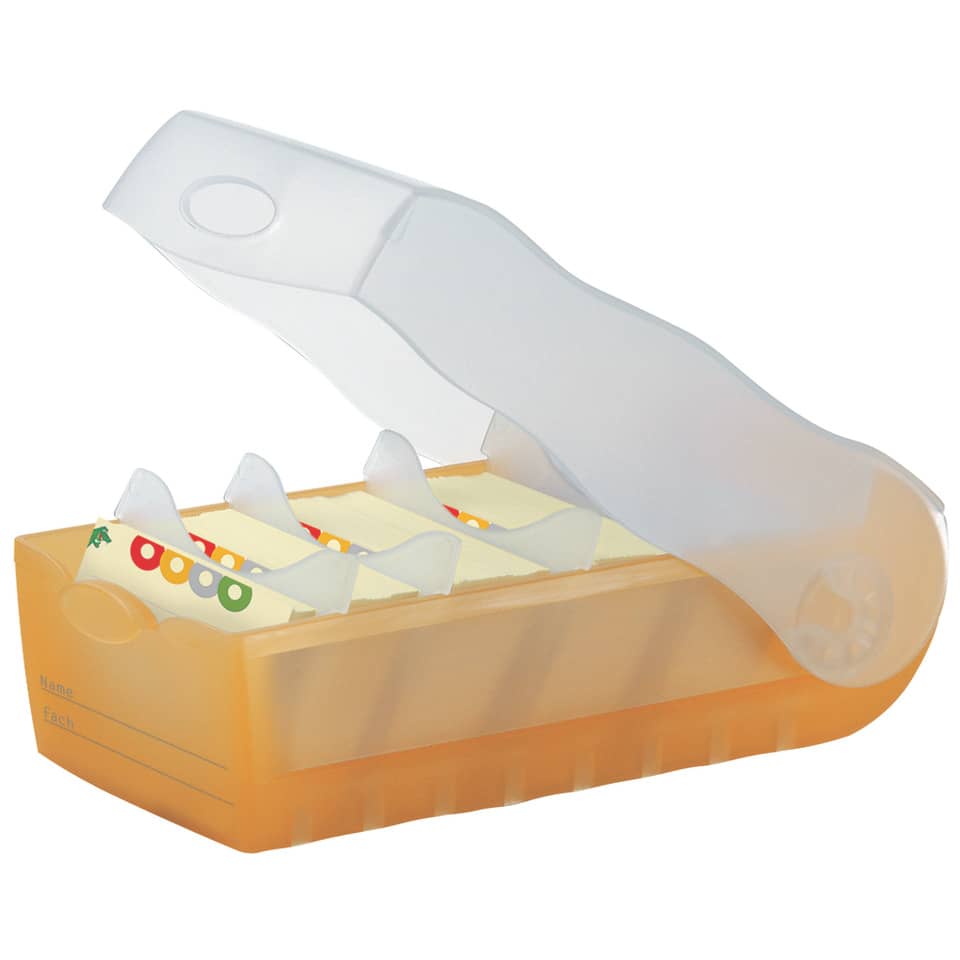 Karteibox CROCO DIN A8 quer, Lernkartei mit 100 Karten, transluzent-orange HAN 998-613