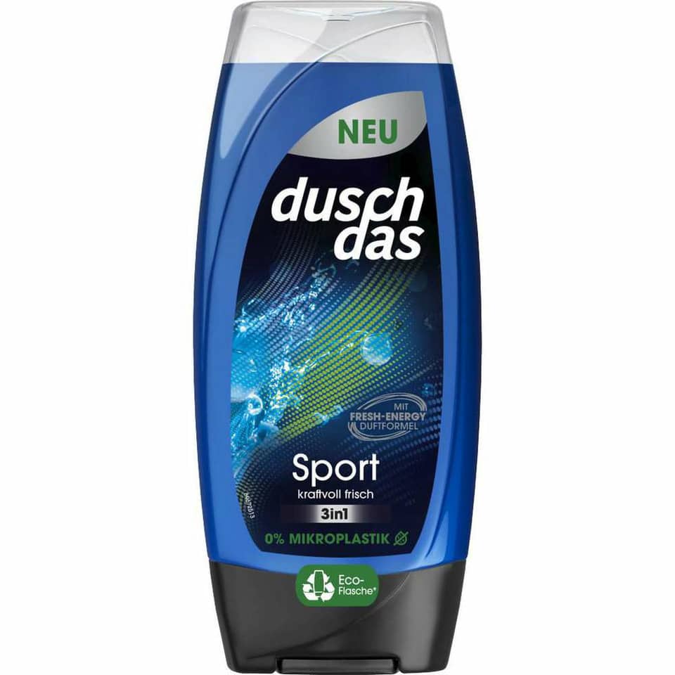 Duschgel, Sport, Kunststoffflasche, 3in1, Mikroplastik-frei