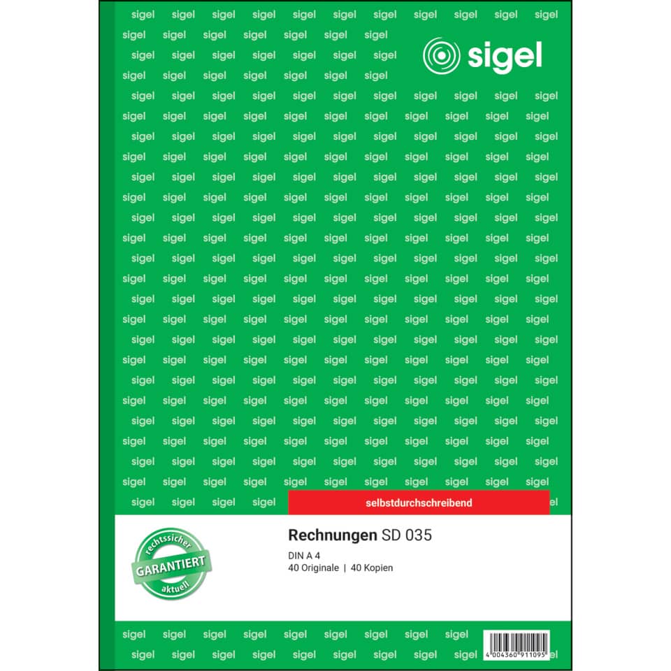 Rechnung, DIN A4, 40 Originale, Kopien, selbstklebend