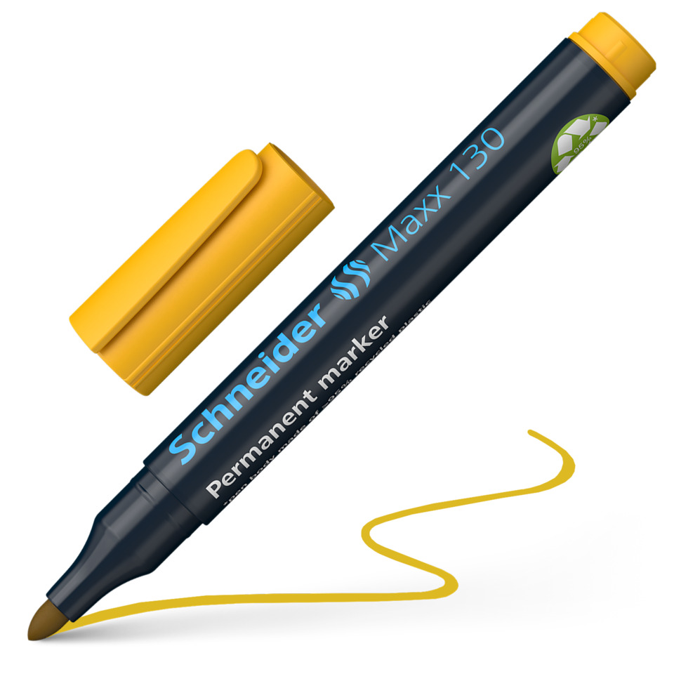 Permanent marker, Marker pen, Schneider Maxi 130, yellow cap, write line