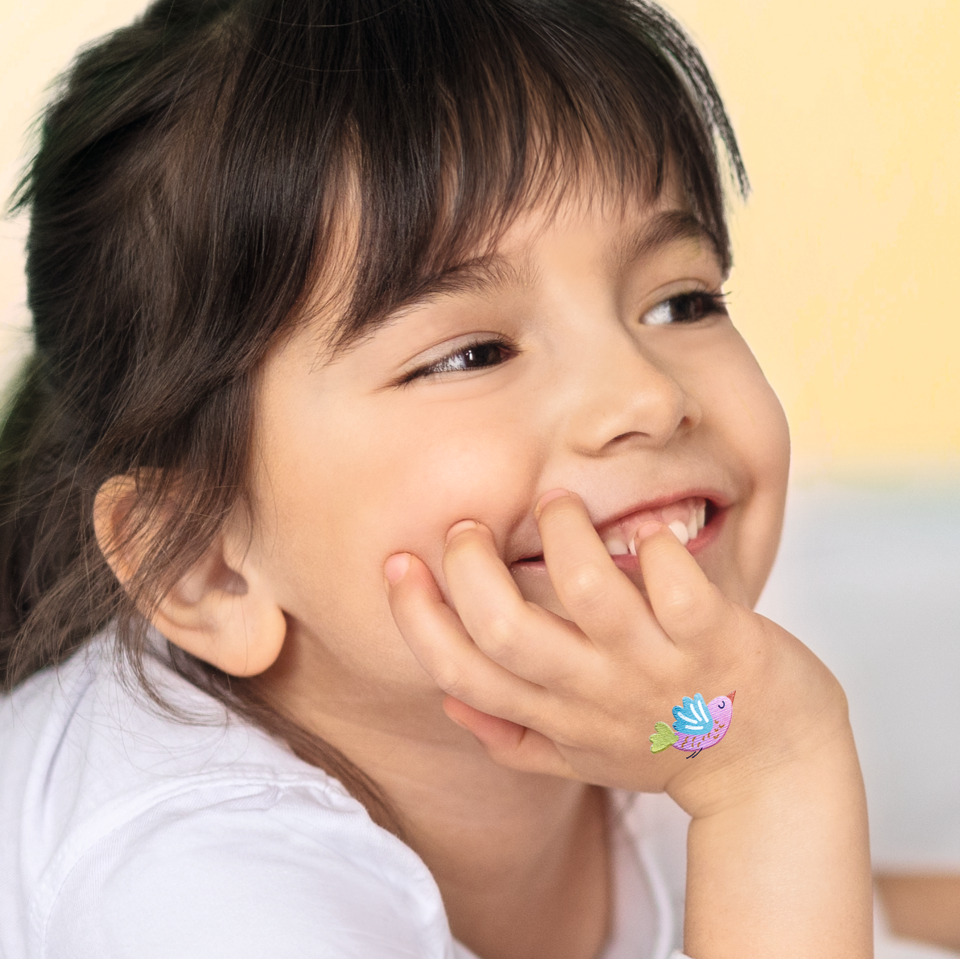 baby, kind, Gesicht, Lächeln, Temporary-Tattoo