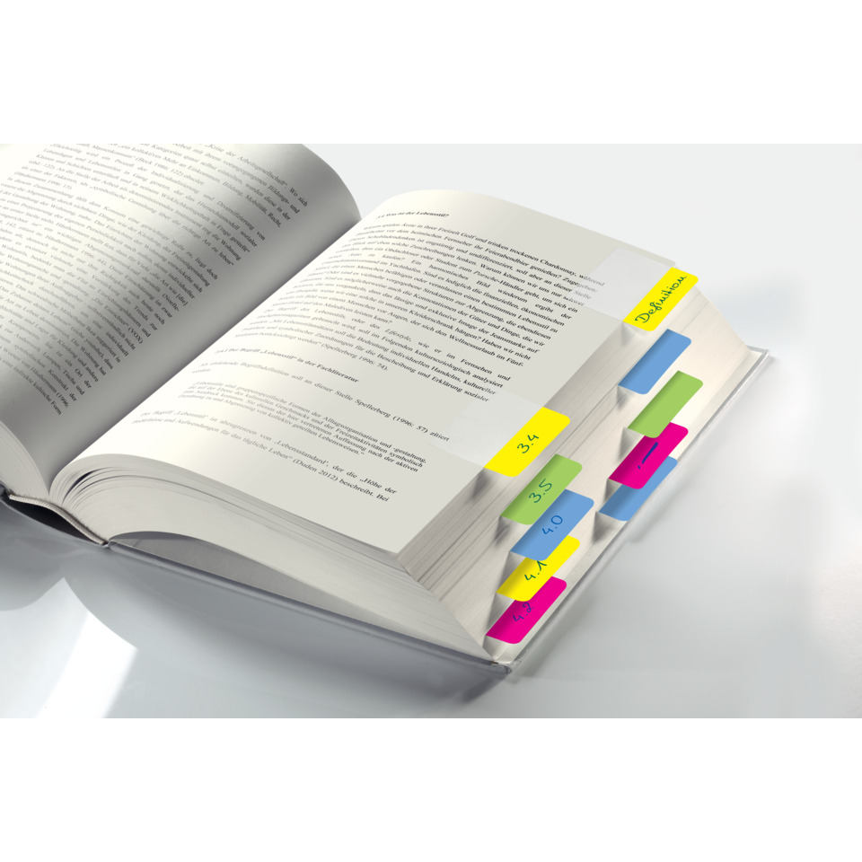 Notizbuch, Lesezeichen, Buch mit bunten Registerkarten, Papierlayout, Offenes Buch