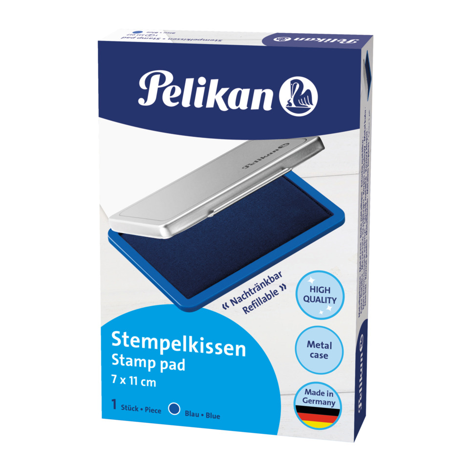 Stempelpad, Stamp pad, Blue, Metallgehäuse, Nachfüllbar