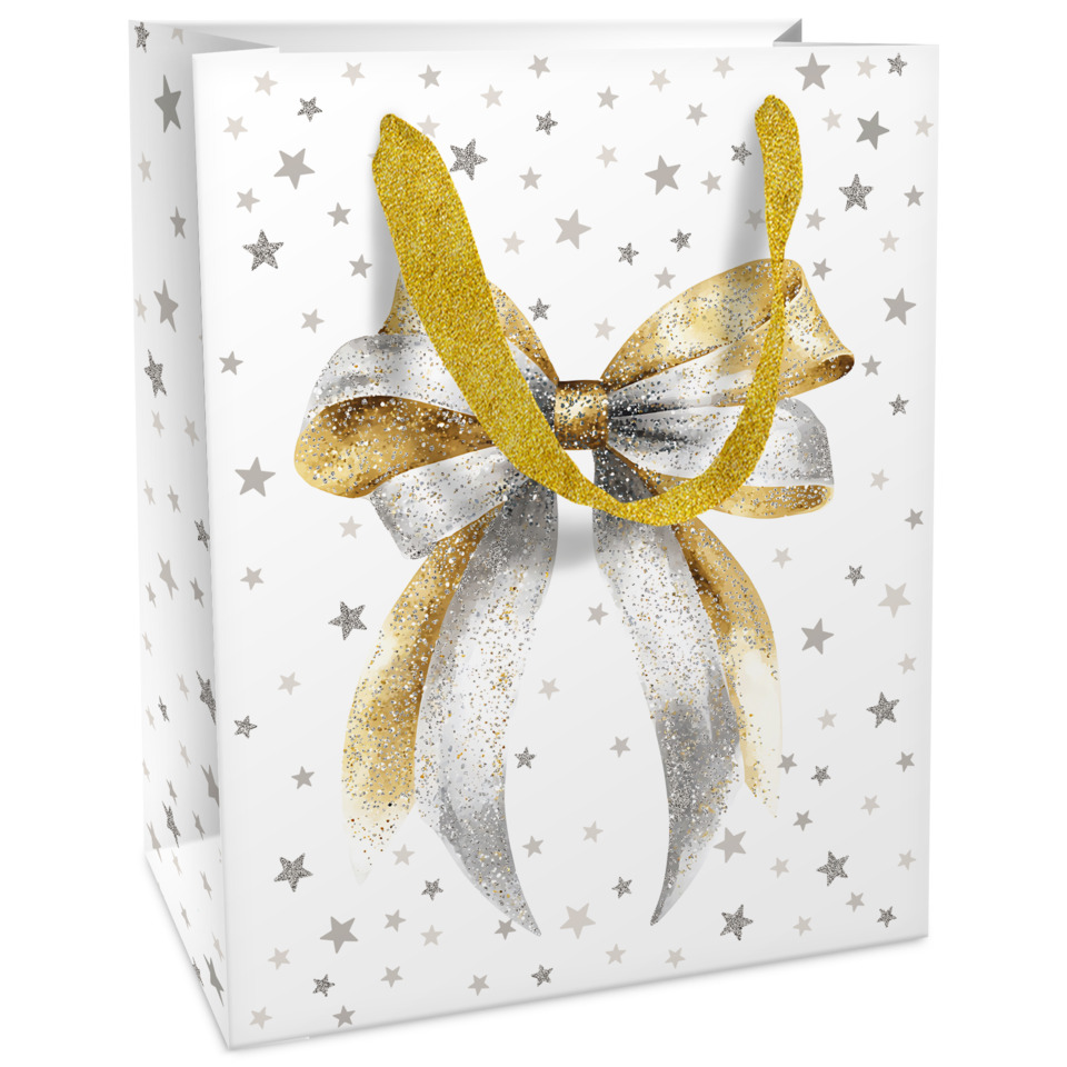 Geschenkverpackung, Schleife, Sterne, Silber-Gold, Geschenkverpackung-Design