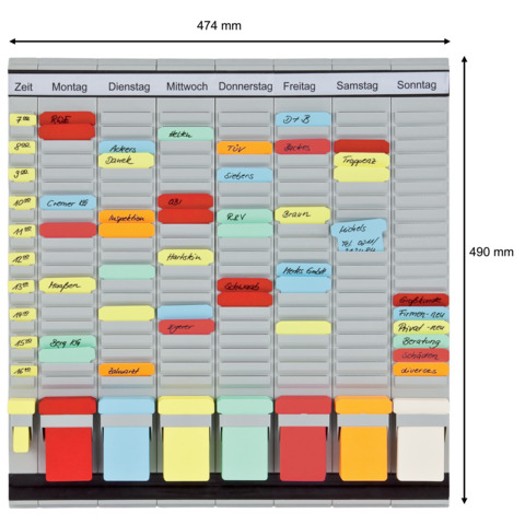 T-Kartentafel, 7 Träger, 20 Schlitze, Index, Kunststoff,für T-Karten Gr.1+2,grau FRANKEN PV1020