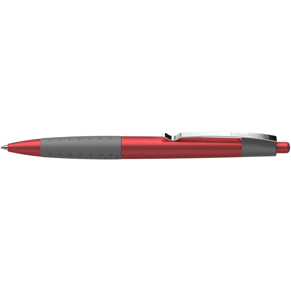 Kugelschreiber, roter Griff, Gummigriff, Metallclip, nachziehbar