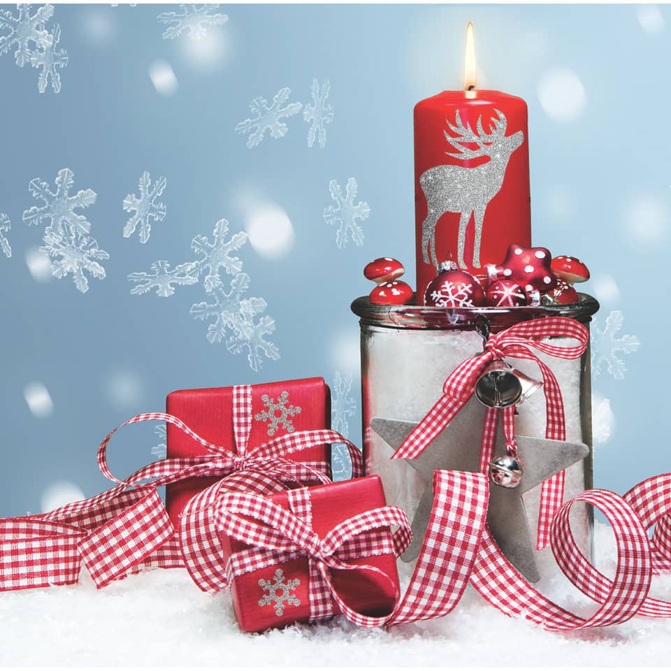  Adventskerze,  Winterdekoration,  Geschenkboxen,  Roter Schmuck,  Schneeflocken motif