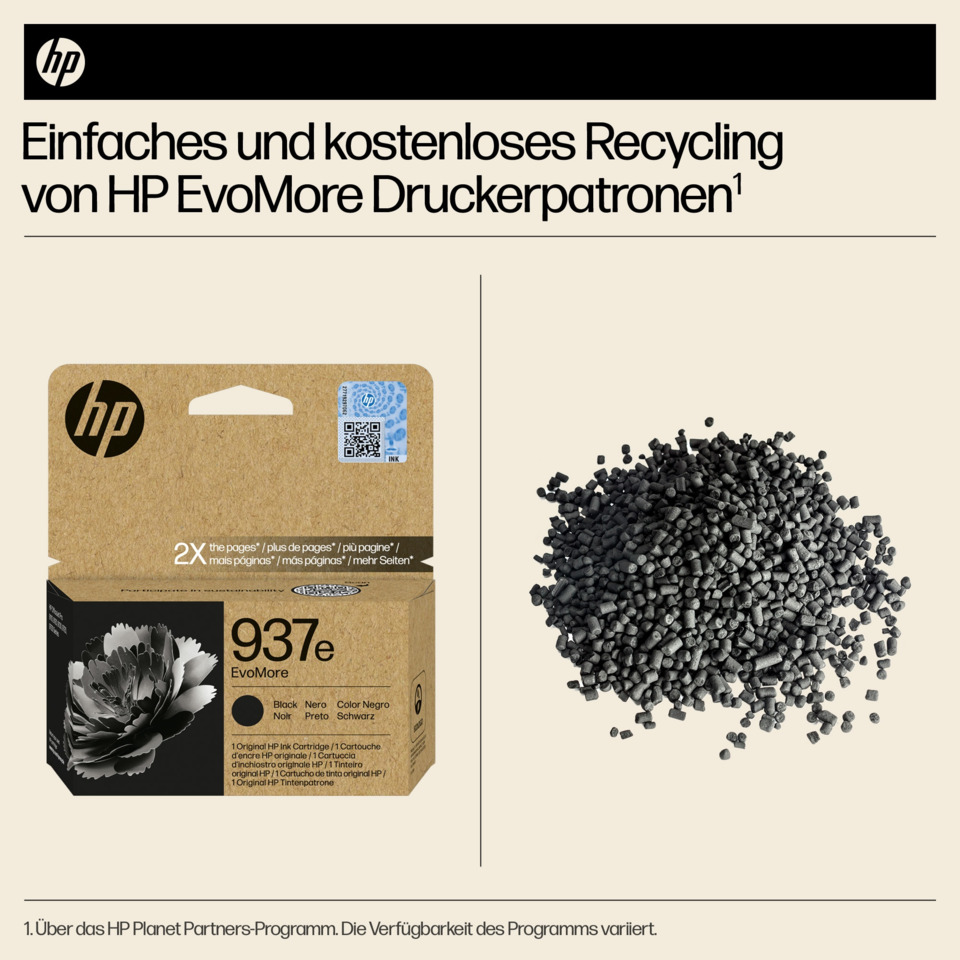 Druckerpatrone, Tintenpatrone, HP 937e, EvoMore, Kohle/granulat