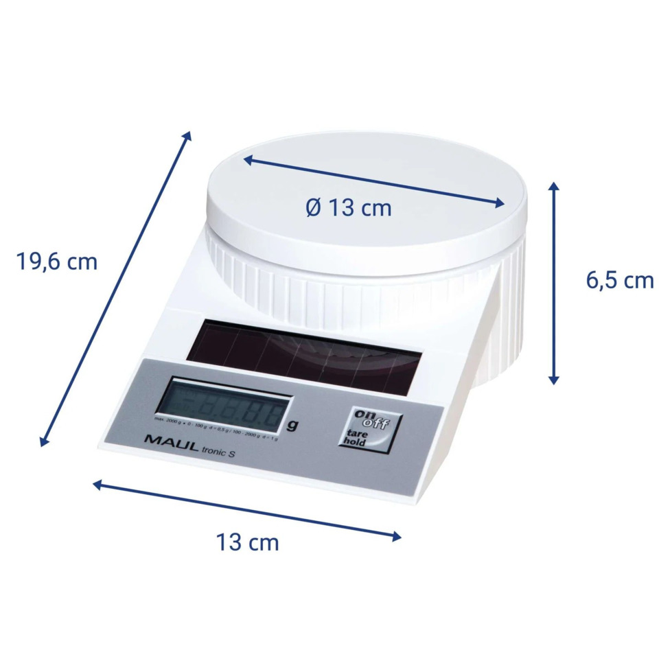 Küchenwaage, digitale Waage, Waage, Maul tronic S, Solarpanel Anzeige